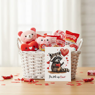 Süßer Waschbär benutzerdefiniertes Valentinstag-Ge Feiertagskarte