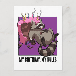 Süßer Waschbär Charakter Mein Geburtstag Meine Reg Postkarte