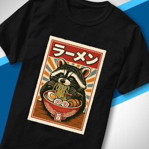 Süßer Waschbär, der Ramen schlürft, vintage japani T-Shirt