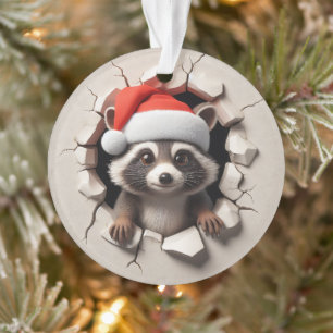 Süßer Waschbär doppelseitiger Weihnachtsbaumschmuc Ornament