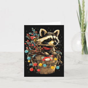 Süßer Waschbär Festliche Winterlandschaft Waldtier Karte