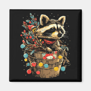 Süßer Waschbär Festliche Winterlandschaft Waldtier Magnet