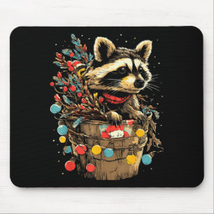 Süßer Waschbär Festliche Winterlandschaft Waldtier Mousepad