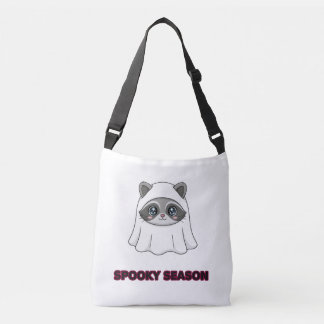 Süßer Waschbär-Geist Grusel-Saison Halloween Sweat Tragetaschen Mit Langen Trägern