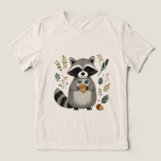 Süßer Waschbär hält Eichel Tri-Blend Shirt