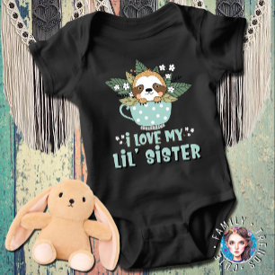 Süßer Waschbär Ich liebe meine kleine Schwester Baby Strampler