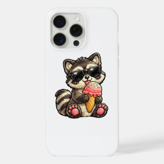 Süßer Waschbär mit Eiscreme und Sonnenbrille iPhone 15 Pro Max Hülle