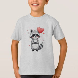 Süßer Waschbär mit Herzballons T-Shirt