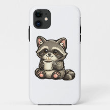 Süßer Waschbär mit Kaffee – Gemütliches Kawaii-Tie