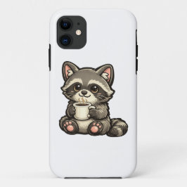 Süßer Waschbär mit Kaffee – Gemütliches Kawaii-Tie Case-Mate iPhone Hülle