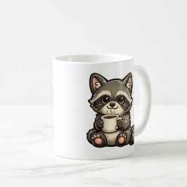 Süßer Waschbär mit Kaffee – Gemütliches Kawaii-Tie Kaffeetasse