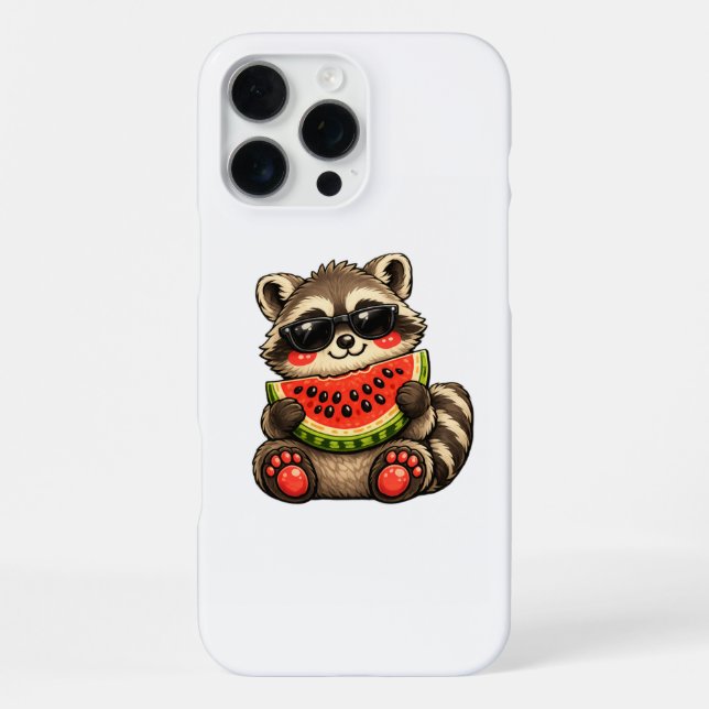 Süßer Waschbär mit Wassermelone iPhone Hülle (Rückseite)