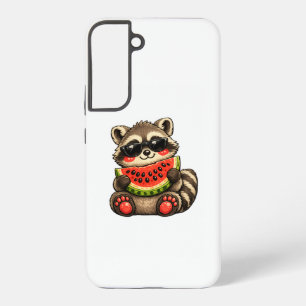 Süßer Waschbär mit Wassermelone Samsung Galaxy Hülle