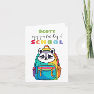 Süßer Waschbär New School Starter Karte Sohn Tocht
