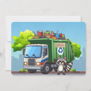 Süßer Waschbär und "Food"-Truck Feiertagskarte