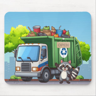 Süßer Waschbär und "Food"-Truck Mousepad