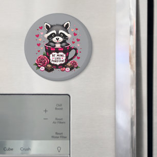 Süßer Waschbär-Valentinstag-Buffalo-Karo-Ästhetik Magnet