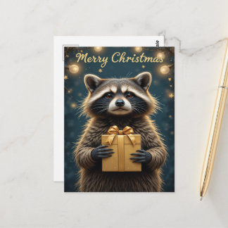 Süßer Waschbär Weihnachten Gemütlicher Winterurlau Postkarte