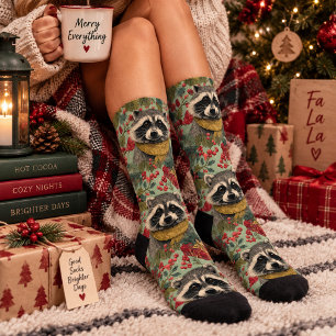 Süßer Waschbär Weihnachten Socken