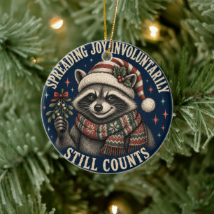 Süßer Waschbär zum Fest Keramik Ornament