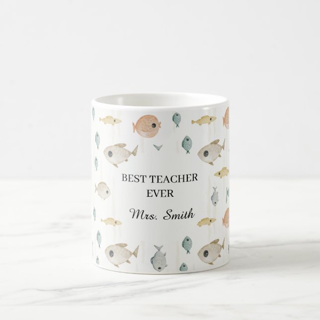 Süßer Wasserfarb-Fisch Bester Lehrer Aller Zeiten Kaffeetasse (Mittel)