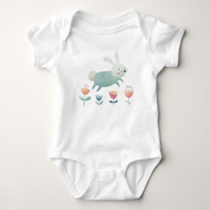 Süßer Wasserfarb-Hase & Blumen    Baby Strampler