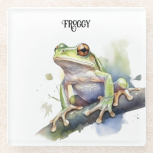 Süßer Wasserfarb-Laubfrosch, individuell Glasuntersetzer