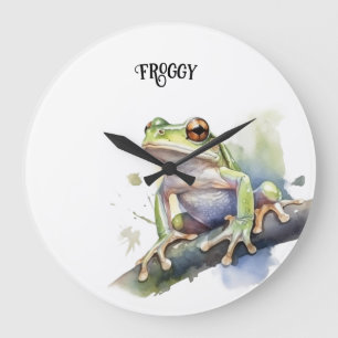 Süßer Wasserfarb-Laubfrosch, individuell Große Wanduhr