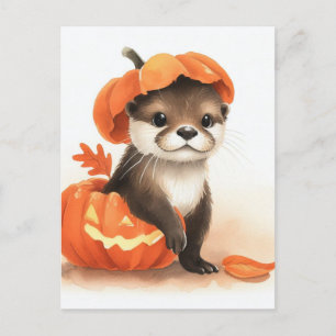 Süßer Wasserfarb-Otter zu Halloween Postkarte