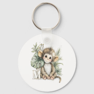 Süßer Wasserfarbe-Baby-Tier-Alphabet-Affe Schlüsselanhänger