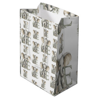 Süßer Wasserfarbe-Baby-Tier-Alphabet-Elefant Mittlere Geschenktüte
