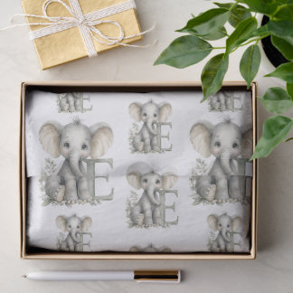 Süßer Wasserfarbe-Baby-Tier-Alphabet-Elefant Seidenpapier