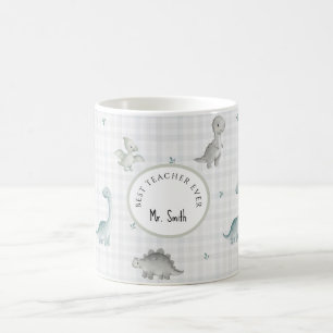 Süßer Wasserfarbe-Dinosaurier-Männer-Lehrer Kaffeetasse
