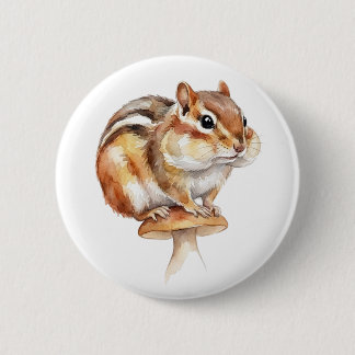Süßer Wasserfarbe-Streifenhörnchen-Waldtier-Knopf Button