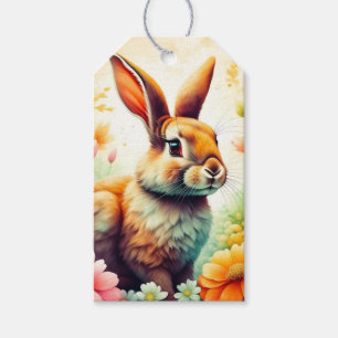 Süßer Wasserfarben-AI-Vintage-Osterhase Kaninchen Geschenkanhänger