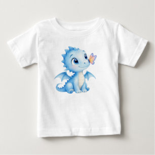 Süßer Wasserfarben-Baby-Drache mit Schmetterling f Baby T-shirt