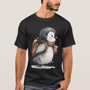 Süßer Wasserfarben-Baby-Pinguin mit Lederrucksack T-Shirt