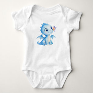 Süßer Wasserfarben-Babydrache mit Schmetterling Baby Strampler