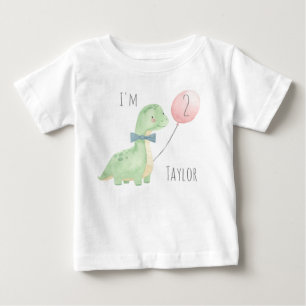 Süßer Wasserfarben-Dinosaurier 2. Geburtstag Baby T-shirt