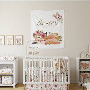 Süßer Wasserfarben-Fuchs-Baby  Wandteppich
