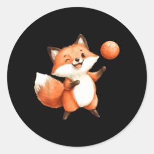 Süßer Wasserfarben-Fuchs spielt Fußball Runder Aufkleber