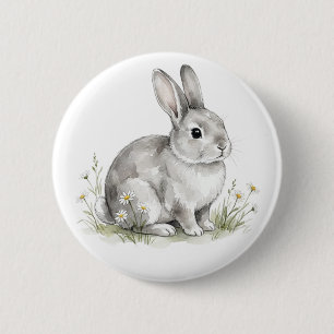 Süßer Wasserfarben-Hasen-Waldtier-Knopf Button