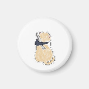 Süßer Wasserfarben-Katze-mit-Fisch-Vinyl-Aufkleber Magnet