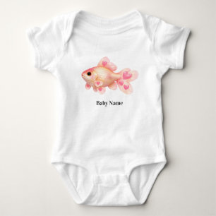 Süßer Wasserfarben-Rosa-Goldfisch-Babymoverall Baby Strampler