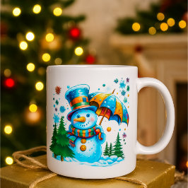 Süßer Wasserfarben-Schneemann_Festliches Weihnacht Kaffeetasse