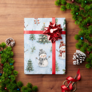 Süßer Wasserfarben-Schneemann-Weihnachten Geschenkpapier