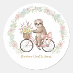 Süßer Wasserfarben-Sticker mit Faultier und rosa F Runder Aufkleber