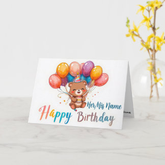 Süßer Wasserfarben-Teddybär Alles Gute zum Geburts Karte