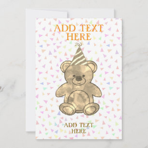 Süßer Wasserfarben-Teddybär-Geburtstag Einladung