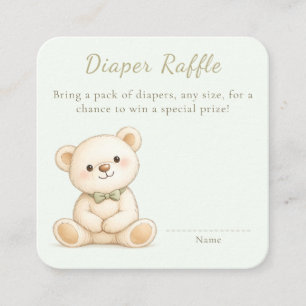 Süßer Wasserfarben-Teddybär-Windel-Raffle Begleitkarte